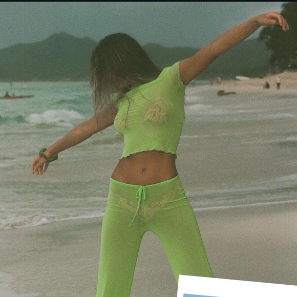 Aloe Aloe Swim Lime Green Mesh Baby Tee Top Small - Picture 5 of 7